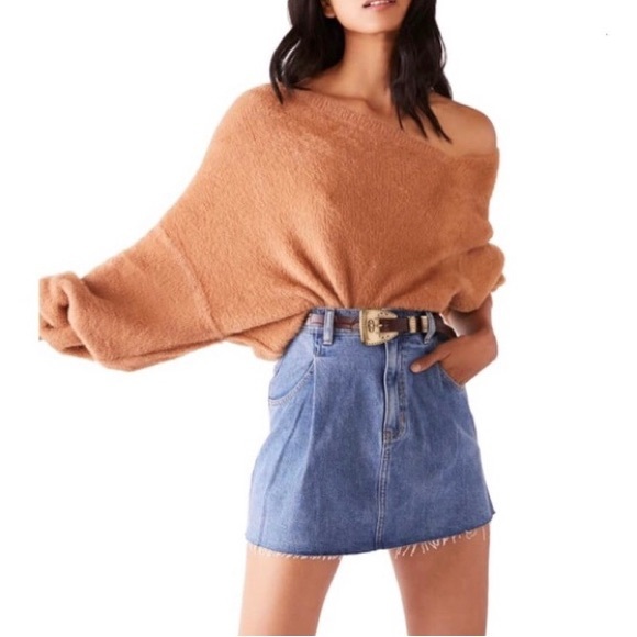 FREE PEOPLE Brown Glistening Sands Star Sign Fuzzy Pullover Sweater | Large - Picture 6 of 11